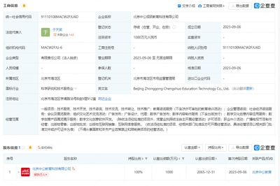 中公教育在京設(shè)立新公司，發(fā)力數(shù)字文化創(chuàng)意軟件賽道